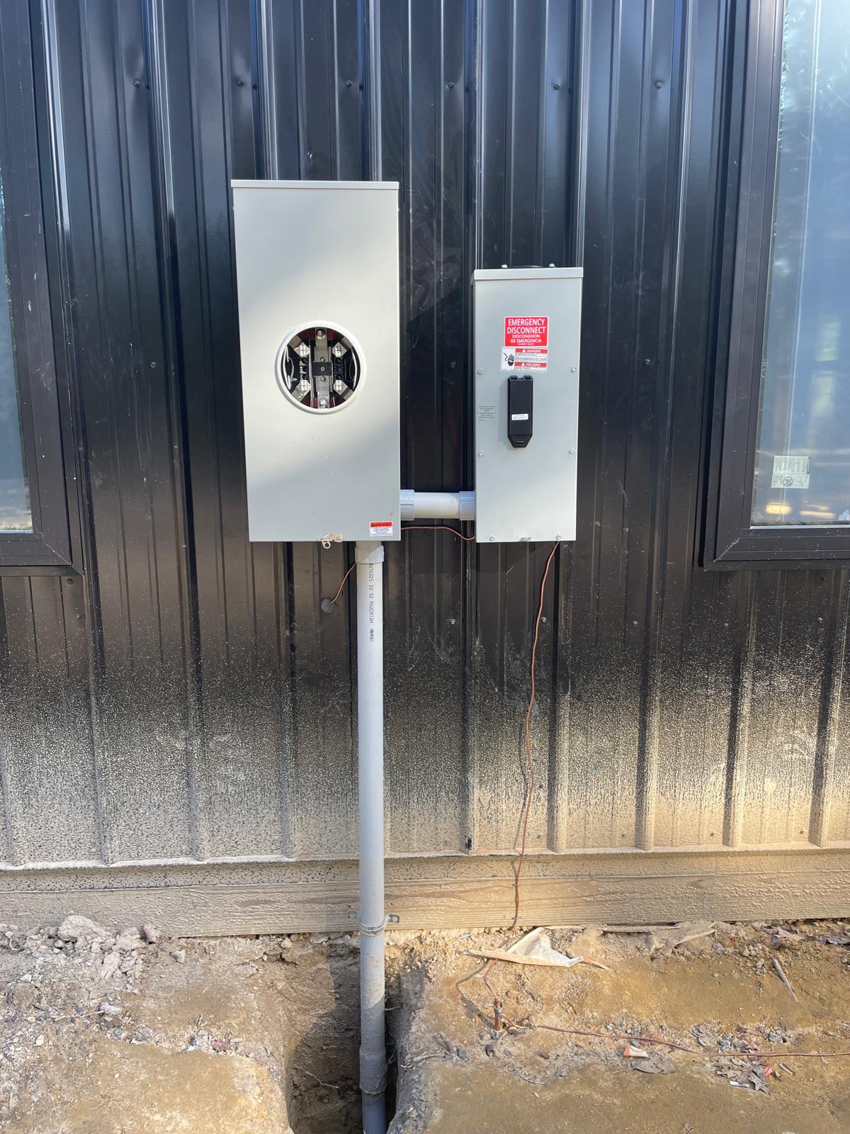 Exterior electrical service equipment and organized wiring